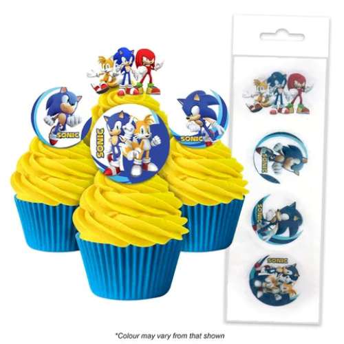 Edible Wafer Cupcake Decorations - Sonic